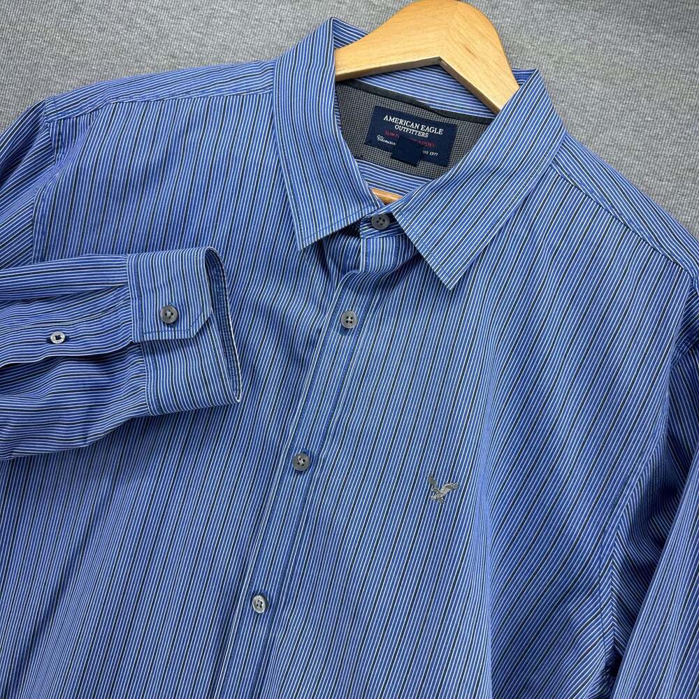 American Eagle Outfitters Slim Fit Striped Long Sleeve Button Down Shirt Size XL
